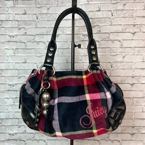 Rare Juicy Couture Red Plaid Velour  Bag Vintage Y2K Handbag Great Condition